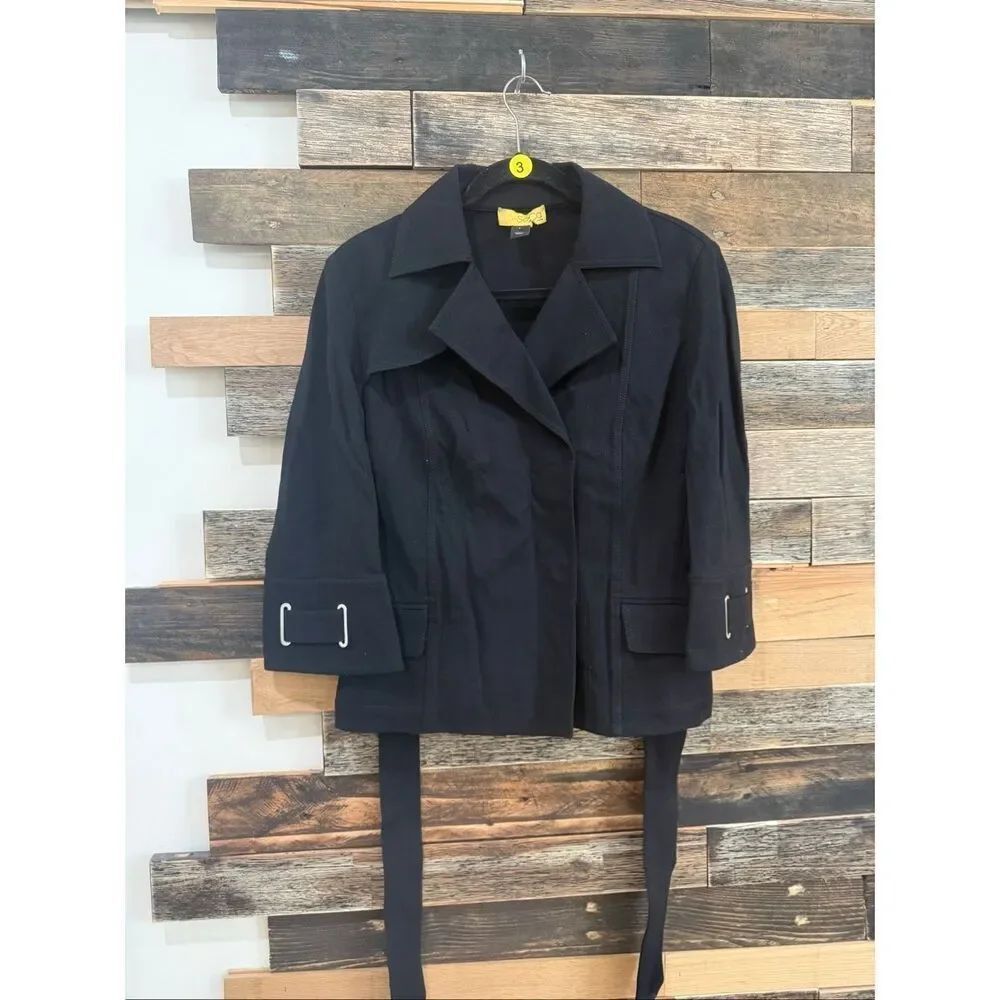 St John Soca women black jacket belted snap size S